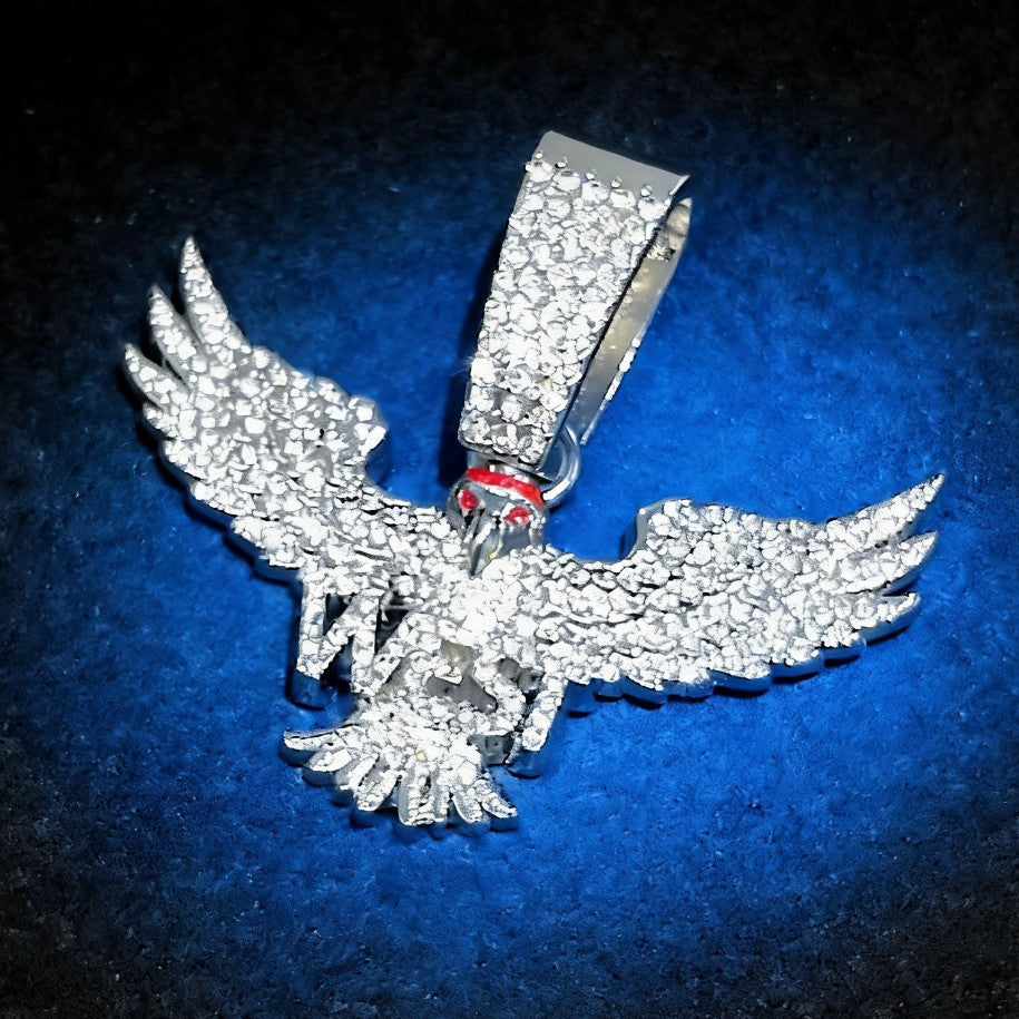 Fully Iced Eagle Pendant Necklace - Silver Pendant Only