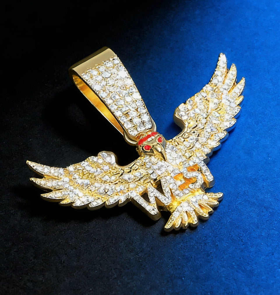 Fully Iced Eagle Pendant Necklace - Gold Pendant Only