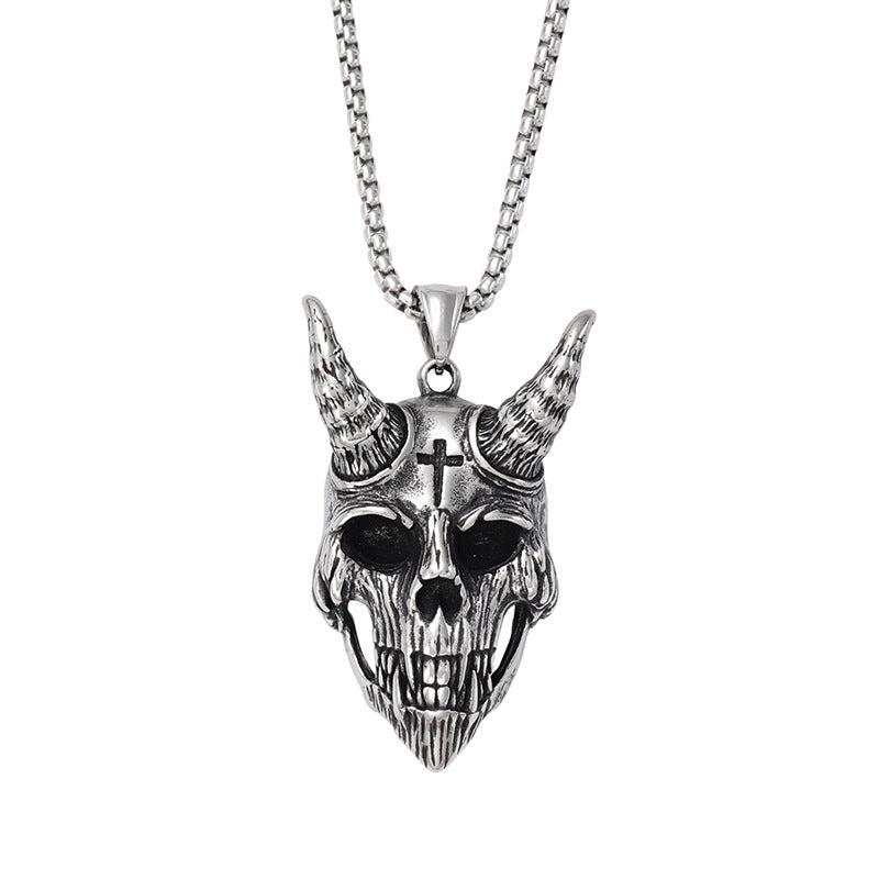 Vintage Titanium Steel Skull Necklace - Ghost Pendant with Chain – Titanium Steel