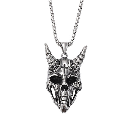 Vintage Titanium Steel Skull Necklace - Ghost Pendant with Chain – Titanium Steel