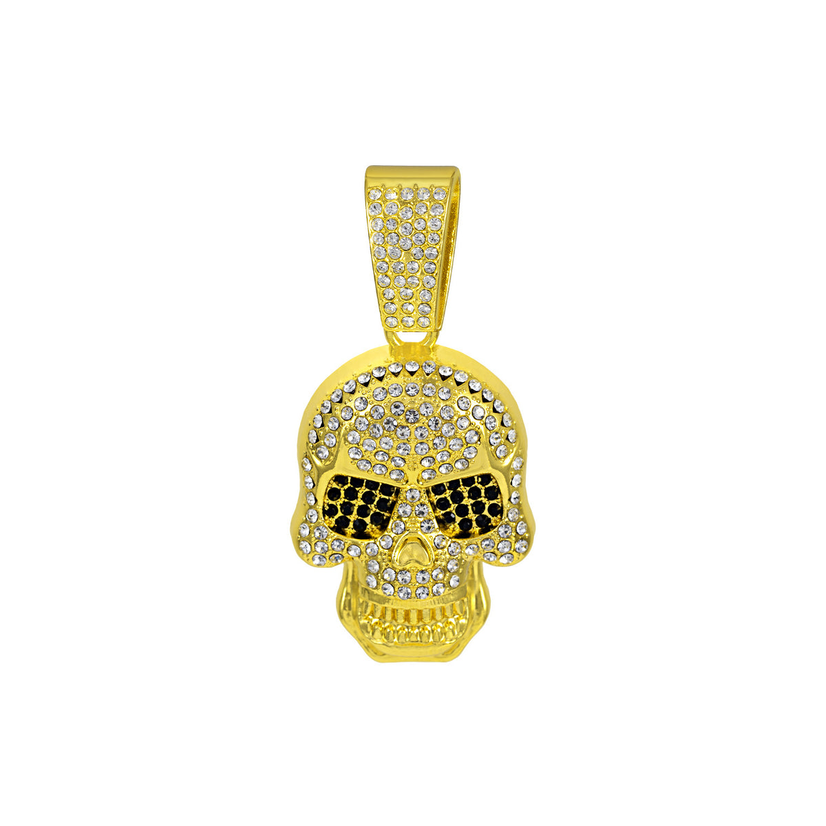 Fully Iced Skull Necklace - Gold Pendant Only