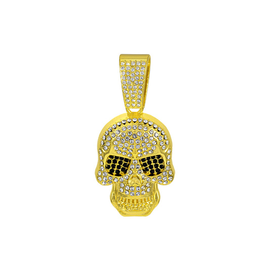 Fully Iced Skull Necklace - Gold Pendant Only