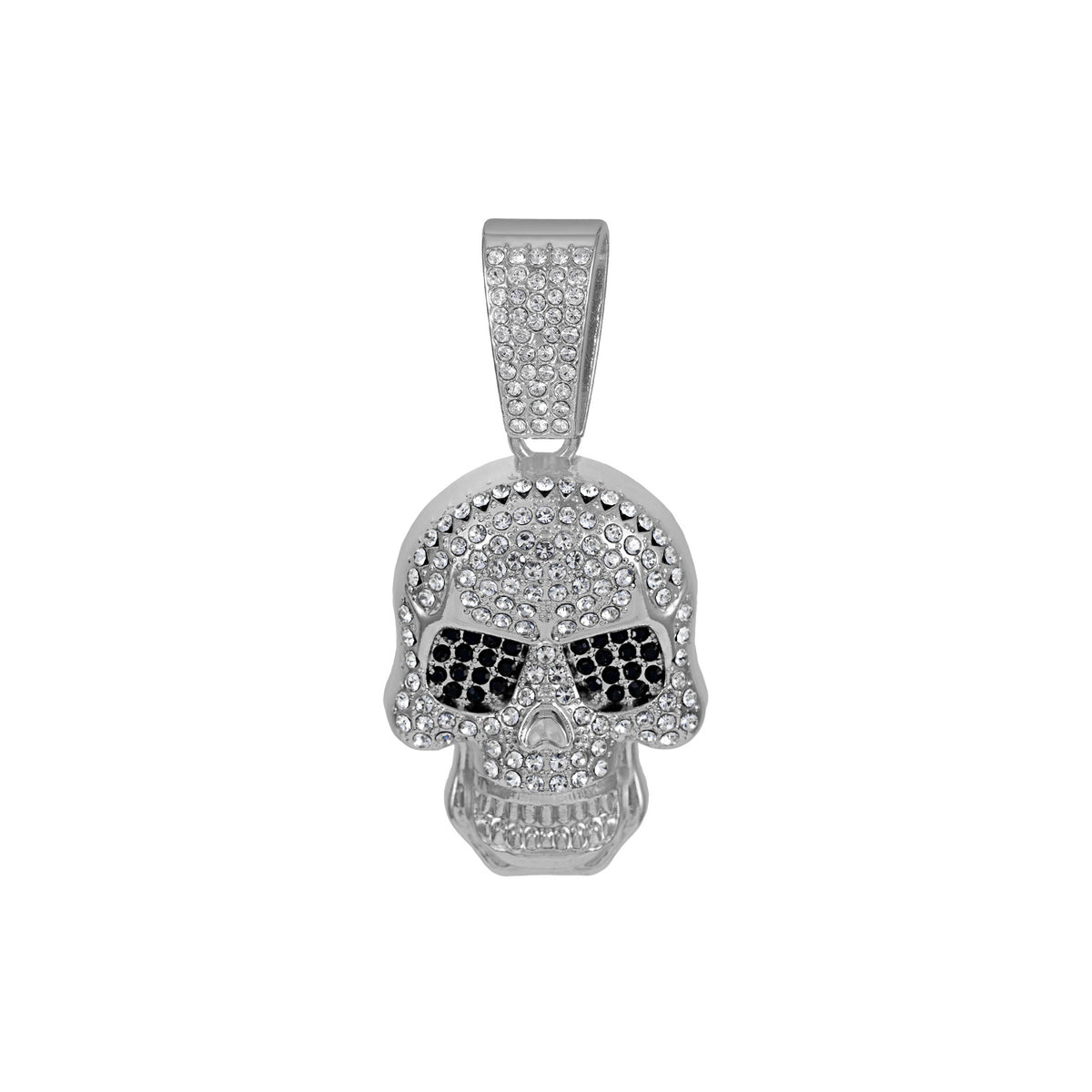 Fully Iced Skull Necklace - Silver Pendant Only