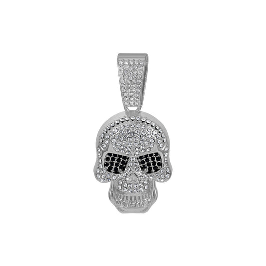 Fully Iced Skull Necklace - Silver Pendant Only