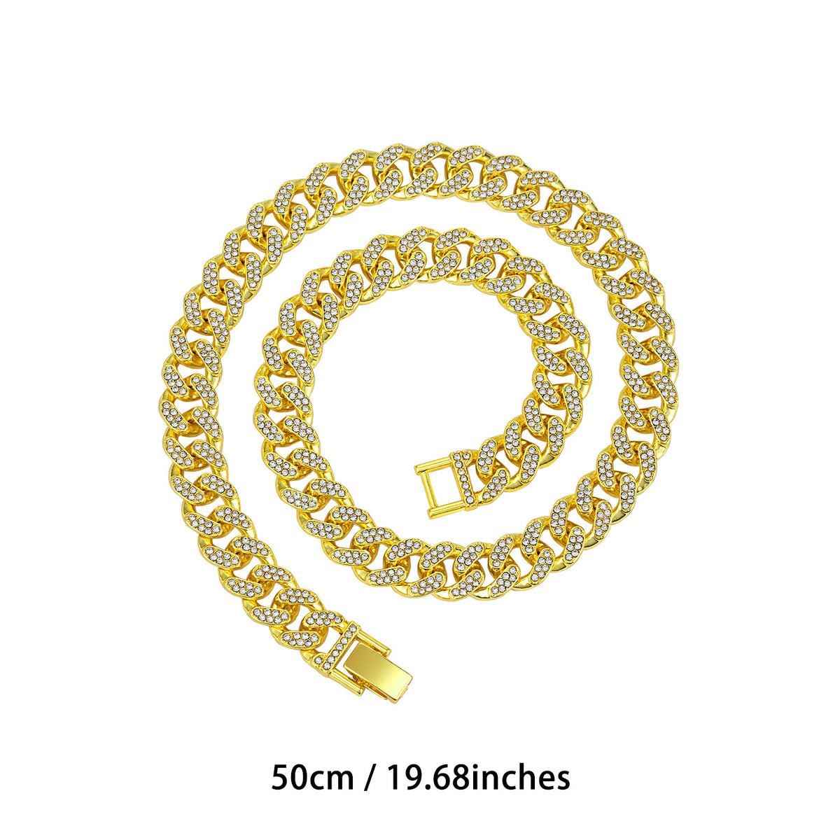 Fully Iced Electroplated Cuban Link Necklace - Gold 50CM