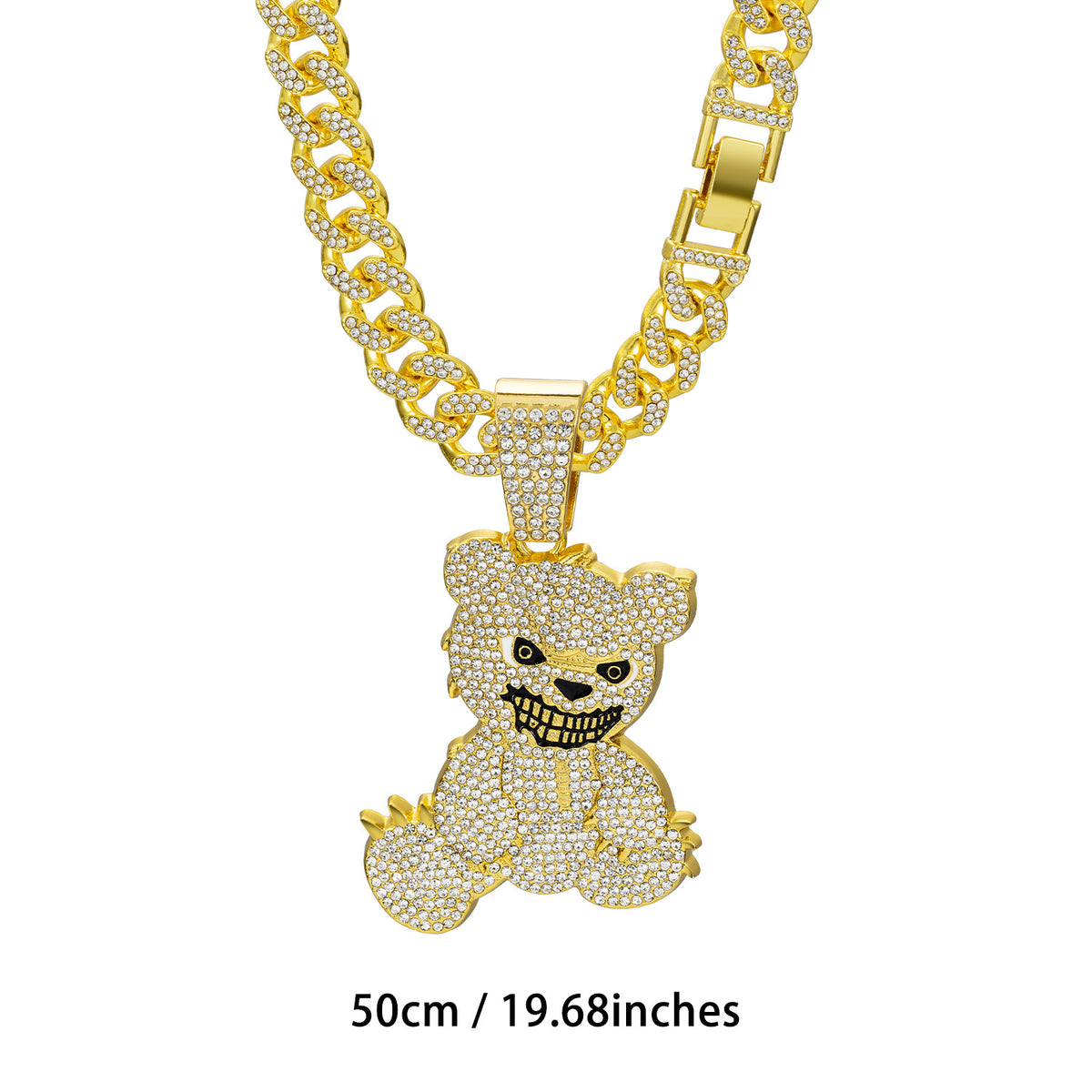 Grinning Panda Pendant Necklace - Gold Pendant with 50CM Cuban Chain