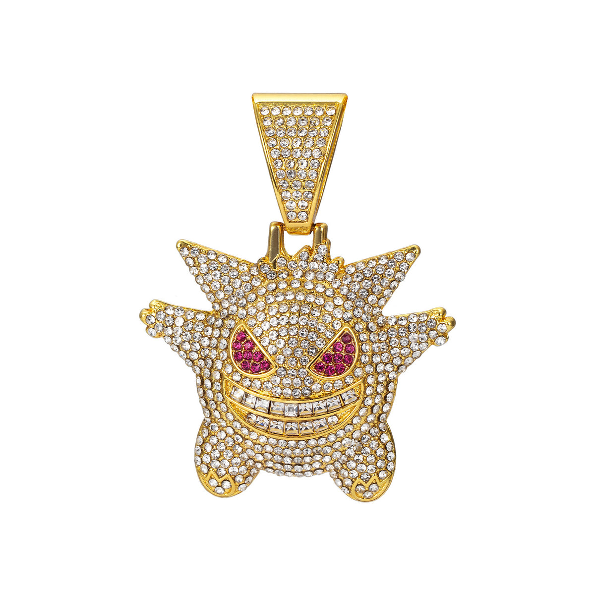 Fully Iced Alloy Gengar Pendant Necklace - Gold Pendant Only