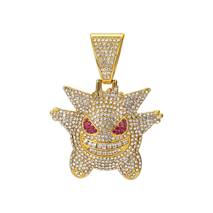 Fully Iced Alloy Gengar Pendant Necklace - Gold Pendant Only