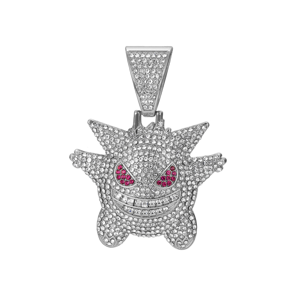 Fully Iced Alloy Gengar Pendant Necklace - Silver Pendant Only