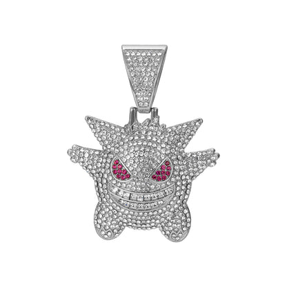 Fully Iced Alloy Gengar Pendant Necklace - Silver Pendant Only