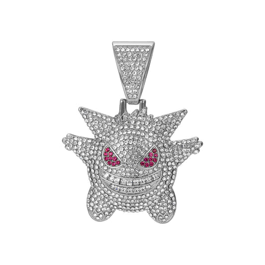 Fully Iced Alloy Gengar Pendant Necklace - Silver Pendant Only