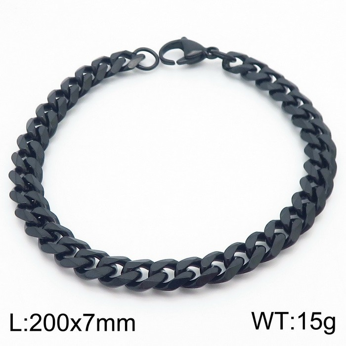Black faceted curb chain bracelet with lobster clasp; image labels 200 x 7 mm and 15 g.