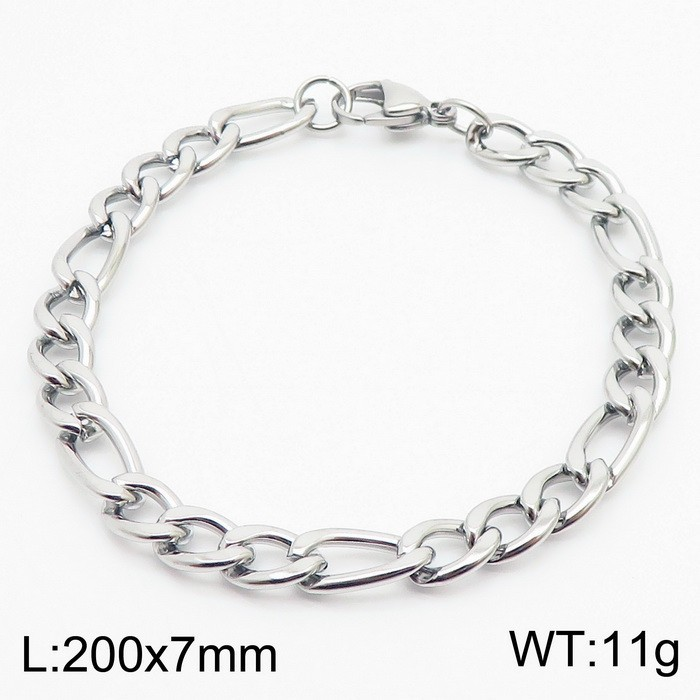 Silver-tone Figaro chain bracelet with lobster clasp; image labels 200 x 7 mm and 11 g.